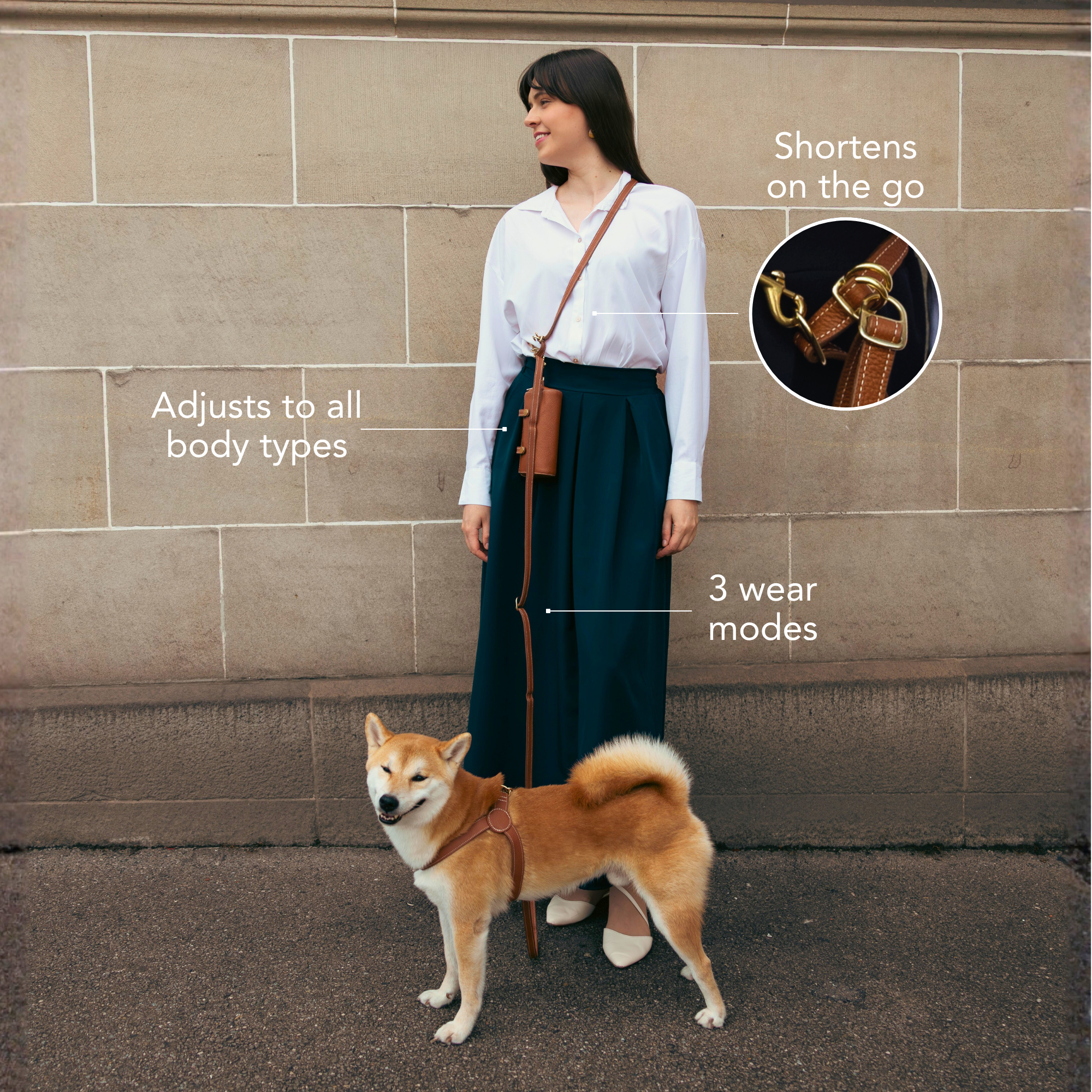 Effortless 3-in-1 Handsfree Leather Dog Leash